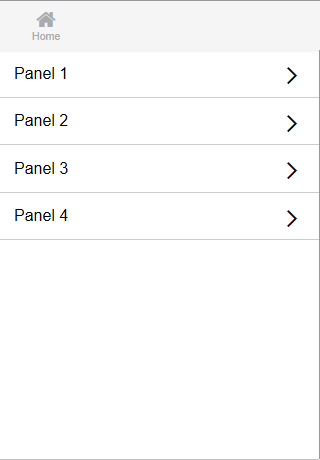 The Panel Navigator List configured to display as a List.